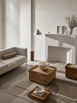 Mesa De Centro Artesanal De Roble Japanese, Con Espacio De Almacenamiento