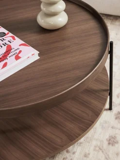 Mesa De Centro Redonda Grande De Madera Renee