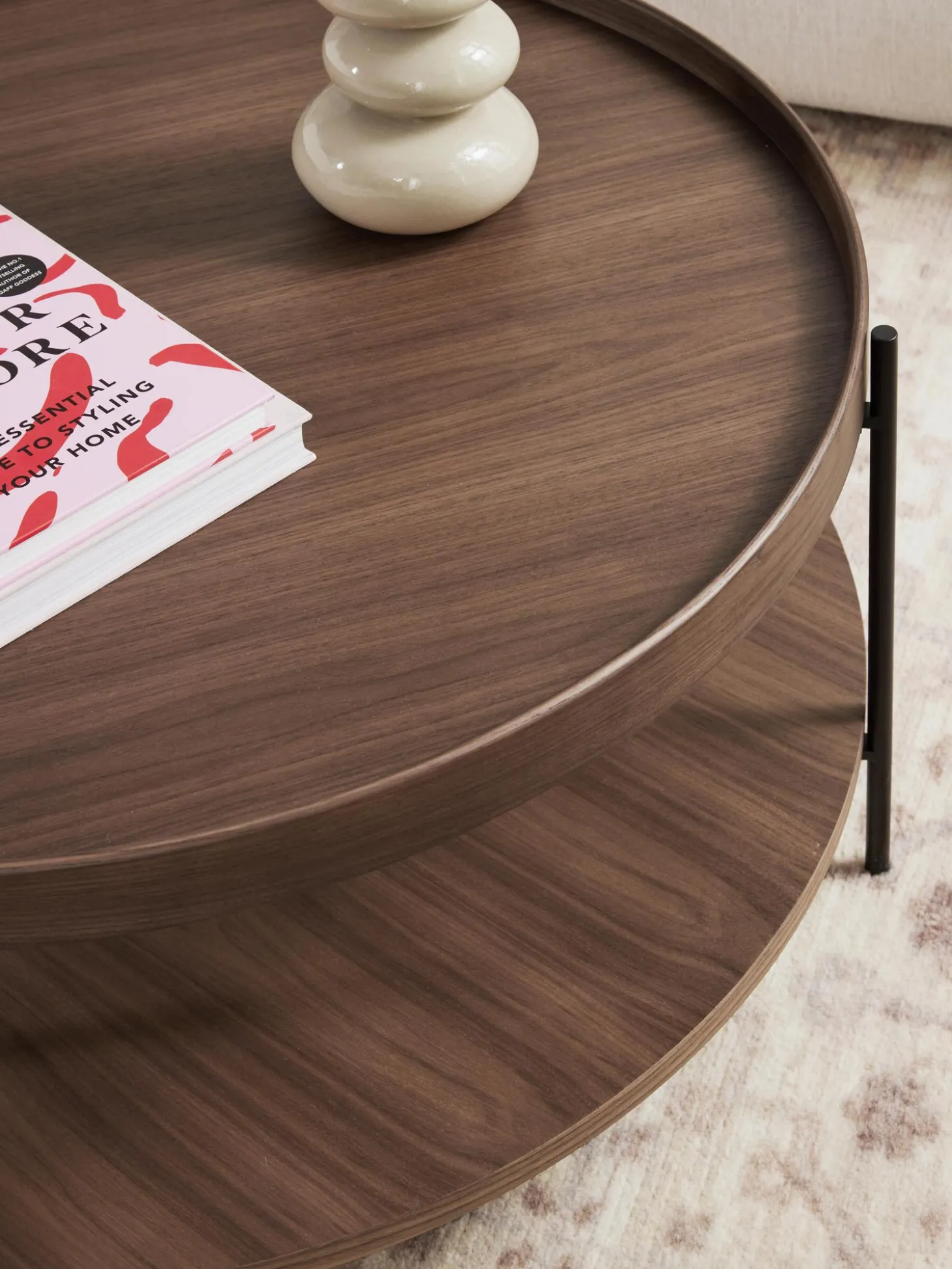 Mesa De Centro Redonda Grande De Madera Renee