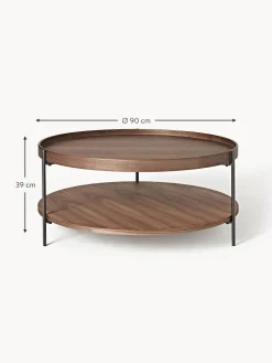 Mesa De Centro Redonda Grande De Madera Renee