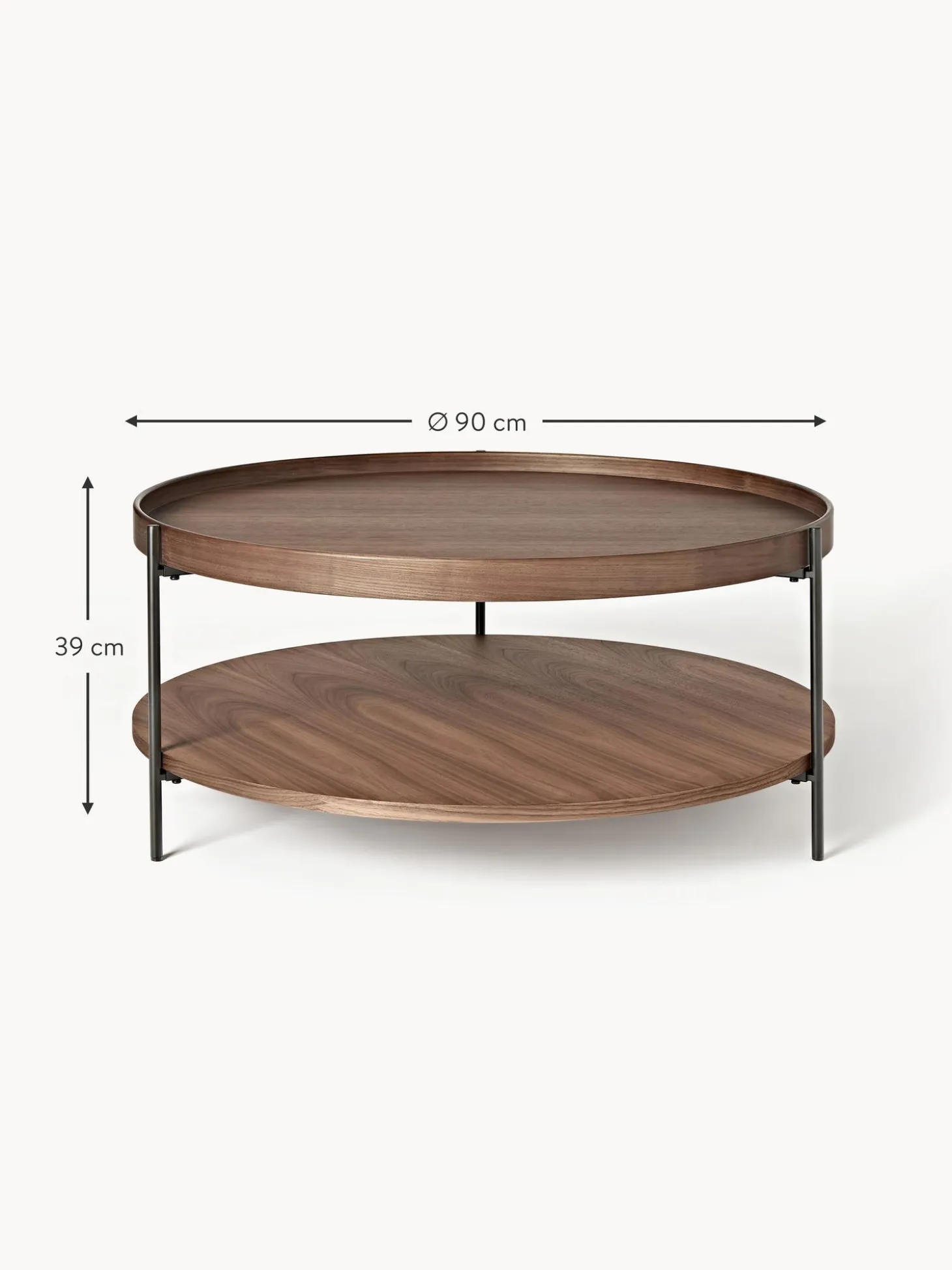 Mesa De Centro Redonda Grande De Madera Renee