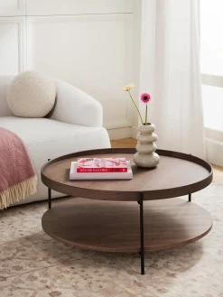 Mesa De Centro Redonda Grande De Madera Renee