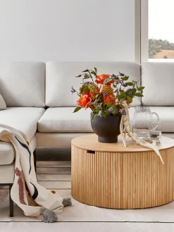 Mesa De Centro Redonda Nele, Con Espacio De Almacenamiento