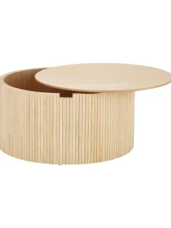 Mesa De Centro Redonda Nele, Con Espacio De Almacenamiento
