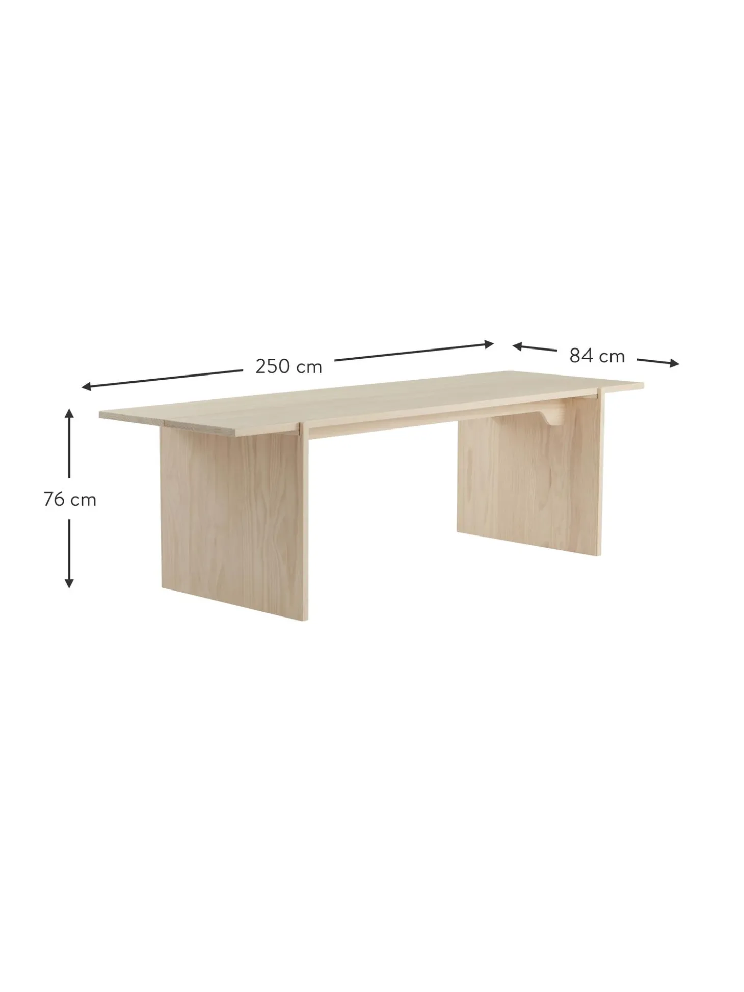 Mesa De Comedor De Madera De Pino Tottori, 250 X 84 Cm