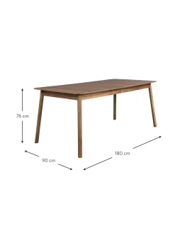 Mesa De Comedor Extensible De Madera De Nogal Glimps, 180- 240 X 90 Cm