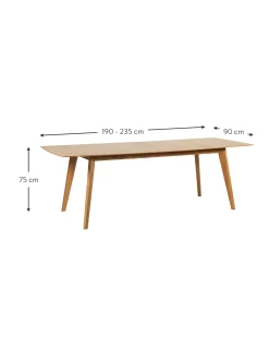 Mesa De Comedor Extensible En Roble Cirrus, 190-235 X 90 Cm