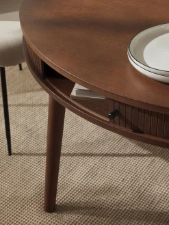 Mesa De Comedor Redonda Calary, Con Espacio De Almacenamiento