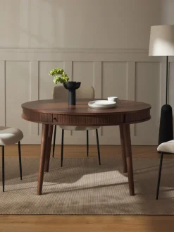 Mesa De Comedor Redonda Calary, Con Espacio De Almacenamiento