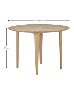 Mesa De Comedor Redonda De Madera De Roble Maciza Archie, O 110 Cm