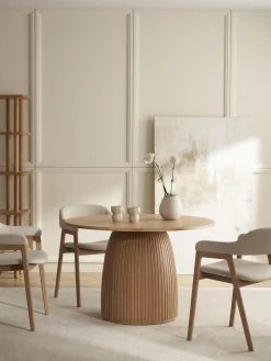 Mesa De Comedor Redonda En Roble Nelly, Tamanos Diferentes