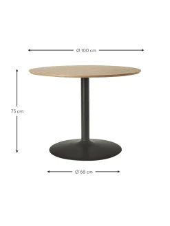 Mesa De Comedor Redonda En Fresno Menorca, O 100 Cm