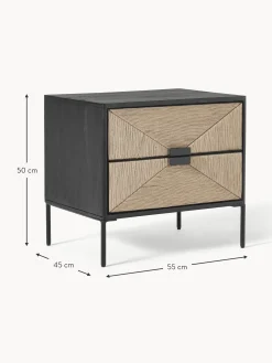 Mesilla De Noche Con Cajones De Madera De Mango Maciza June