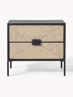 Mesilla De Noche Con Cajones De Madera De Mango Maciza June