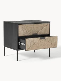 Mesilla De Noche Con Cajones De Madera De Mango Maciza June