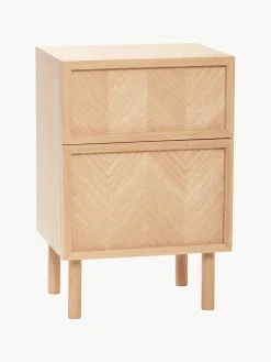 Mesilla De Noche De Madera De Roble Diseno Espiga Herringbone