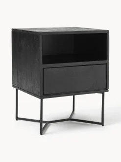 Mesilla De Noche De Madera De Mango Maciza Luca, Con Cajon