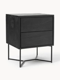 Mesilla De Noche De Madera De Mango Maciza Luca, Con Cajones