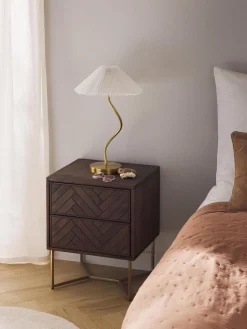 Mesilla De Noche De Madera De Mango Maciza Luca, Con Cajones