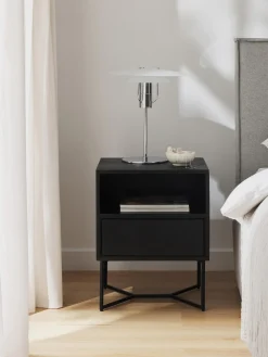 Mesilla De Noche De Madera De Mango Maciza Luca, Con Cajon