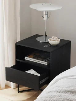 Mesilla De Noche De Madera De Mango Maciza Luca, Con Cajon