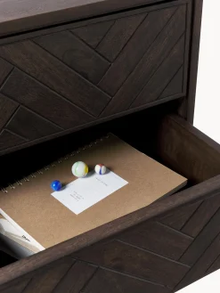 Mesilla De Noche De Madera De Mango Maciza Luca, Con Cajones