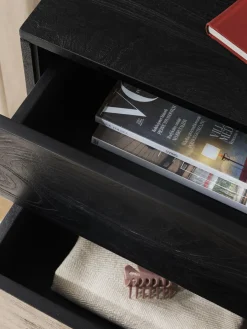 Mesilla De Noche De Madera De Mango Maciza Luca, Con Cajones