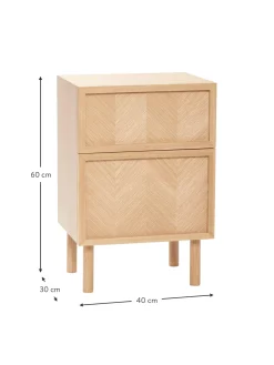 Mesilla De Noche De Madera De Roble Diseno Espiga Herringbone