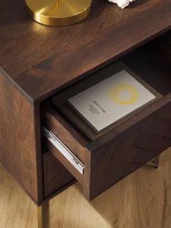 Mesilla De Noche De Madera De Mango Maciza Luca, Con Cajones