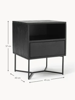 Mesilla De Noche De Madera De Mango Maciza Luca, Con Cajon