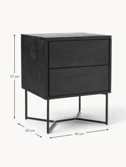 Mesilla De Noche De Madera De Mango Maciza Luca, Con Cajones