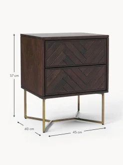 Mesilla De Noche De Madera De Mango Maciza Luca, Con Cajones