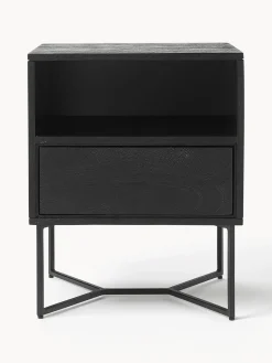 Mesilla De Noche De Madera De Mango Maciza Luca, Con Cajon