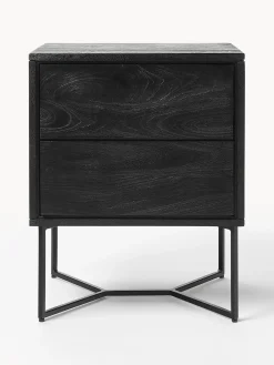 Mesilla De Noche De Madera De Mango Maciza Luca, Con Cajones