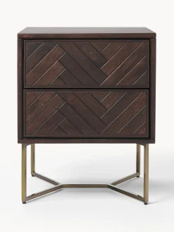 Mesilla De Noche De Madera De Mango Maciza Luca, Con Cajones