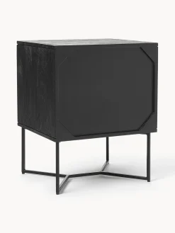 Mesilla De Noche De Madera De Mango Maciza Luca, Con Cajones