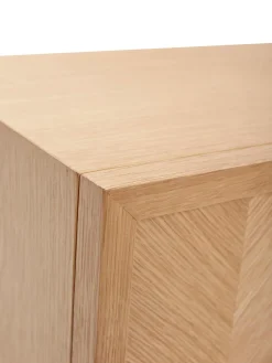 Mesilla De Noche De Madera De Roble Diseno Espiga Herringbone