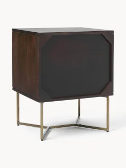 Mesilla De Noche De Madera De Mango Maciza Luca, Con Cajones