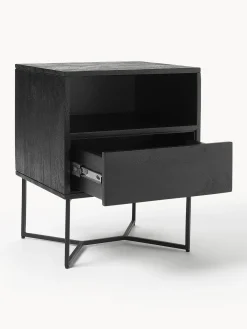 Mesilla De Noche De Madera De Mango Maciza Luca, Con Cajon