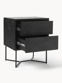 Mesilla De Noche De Madera De Mango Maciza Luca, Con Cajones