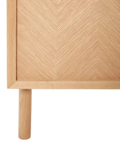 Mesilla De Noche De Madera De Roble Diseno Espiga Herringbone