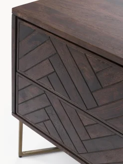 Mesilla De Noche De Madera De Mango Maciza Luca, Con Cajones