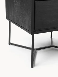 Mesilla De Noche De Madera De Mango Maciza Luca, Con Cajones