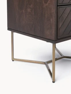 Mesilla De Noche De Madera De Mango Maciza Luca, Con Cajones