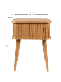 Mesita De Noche De Madera Barbier, Puerta Corredera