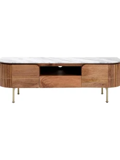 Mueble Tv Artesanal De Madera De Mango Y Marmol Grace