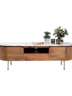 Mueble Tv Artesanal De Madera De Mango Y Marmol Grace