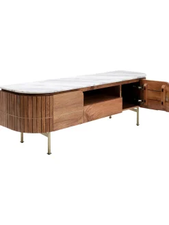 Mueble Tv Artesanal De Madera De Mango Y Marmol Grace