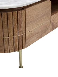 Mueble Tv Artesanal De Madera De Mango Y Marmol Grace