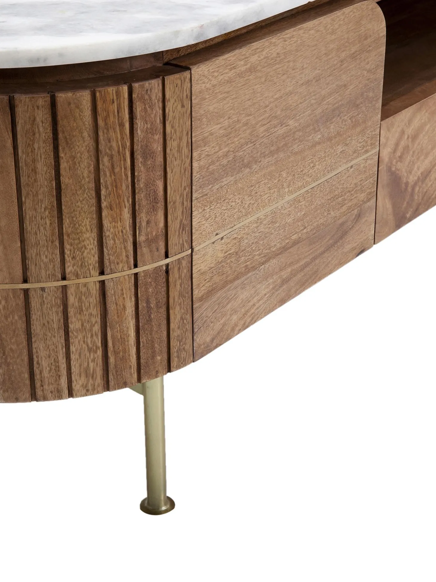 Mueble Tv Artesanal De Madera De Mango Y Marmol Grace